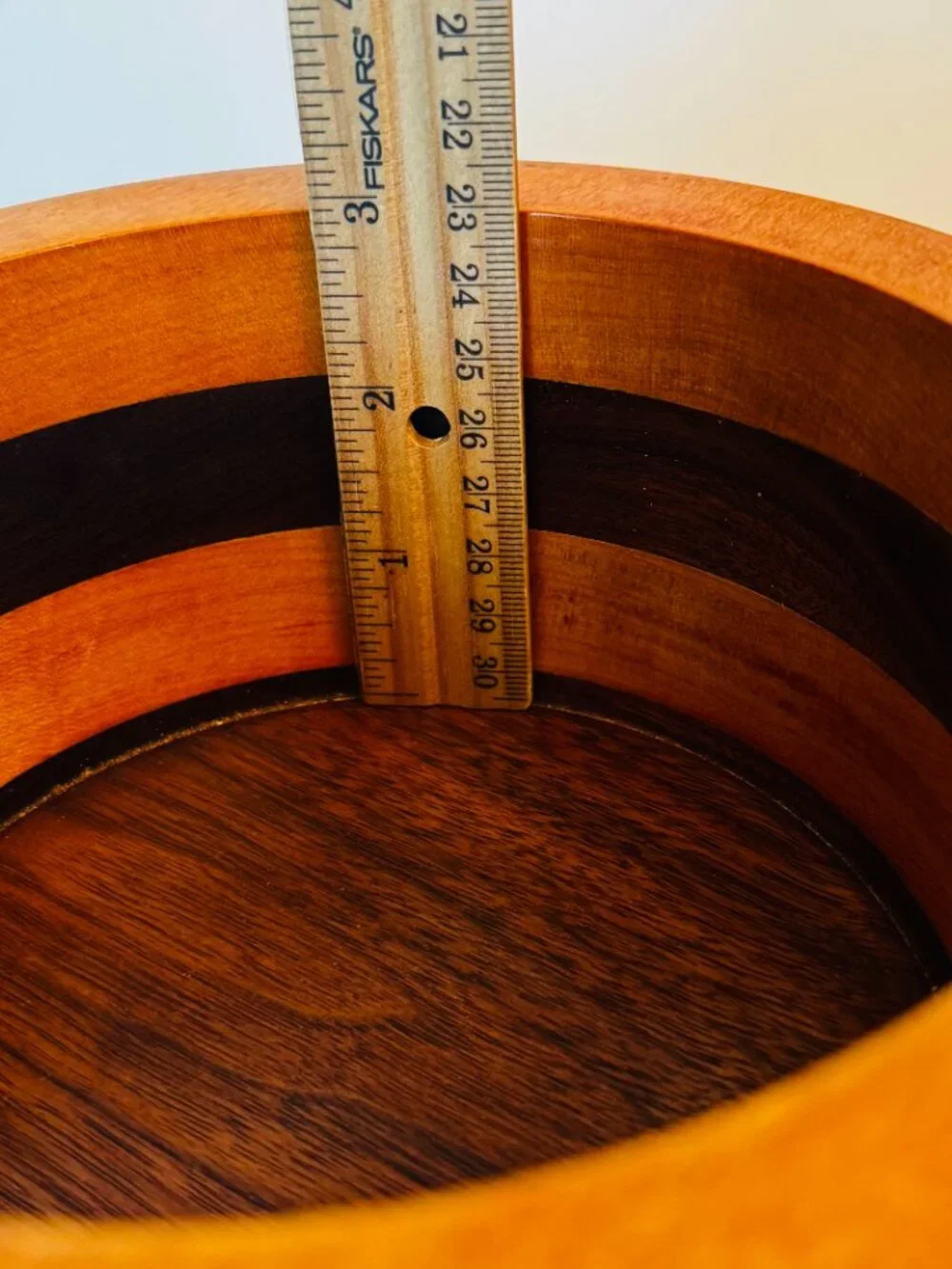 Handmade Turned Wood Round Box 7x7 Trinket Box with Lid 4 Layer Cabin READ